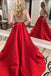 Red A Line Long Backless Beaded Prom Dress with Pockets DMK67