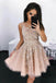 Modest A-Line Round Neck Short Tulle Homecoming Dress with Beading DMB36