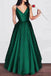 Charming A Line V Neck Satin Spaghetti Straps Long Prom Dress,Girls Graduation Dresses DMB29
