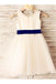 Ivory A-line Scoop Sleeveless Bowknot Tea-Length Tulle Flower Girl Dresses With Belt DM713