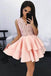 New Arrival A-Line V-Neck Short Homecoming Dress with Appliques,Graduation Dresses DM313