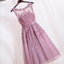 Elegant Lace Appliques Beaded A-line See Through Tea Length Homecoming Dresses DMC10