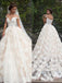 Romantic Jewel Cap Sleeves Ball Gown Wedding Dress with Lace Top DMB09