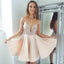 Sexy A-Line Spaghetti Straps Pearl Pink Short Homecoming Dress with Sequins DMB38
