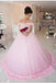 Ball Gown Off shoulder Pink Tulle Flowers Wedding Dresses,Pink Quinceanera Dresses DM224