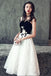 Elegant Black and White Short A Line Lace Homecoming Dresses DMD39