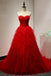 Chic Sweetheart A Line Zipper Back Red Ruffles Cheap Long Prom Dress DMG22
