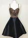 New Arrival Black Spaghetti Straps A Line Beading Homecoming Dresses DMO58